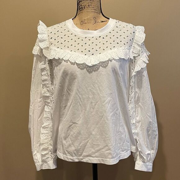 NWT Anthropologie Caty Ruffled Eyelet Blouse XL B-1149 - Picture 7 of 9